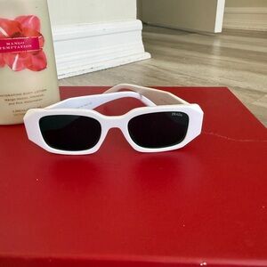 White Frame Black Lens Sunglasses